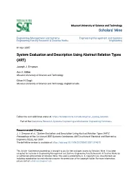 System Evaluation and Description Using Abstract Relation Types (ART)