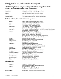 Biology Fiction and True Accounts Reading List