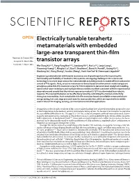 Electrically Tunable Terahertz Metamaterials with Embedded Large