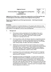 Highland Local Police Area – Performance Against the Local Policing Plan and the Development of the Next Iteration of the Highland Policing Plans