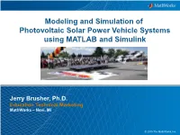 Photovoltaic Solar Power Vehicle Systems Using MATLAB and Simulink