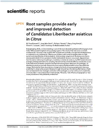 Root Samples Provide Early and Improved Detection of Candidatus Liberibacter Asiaticus in Citrus W