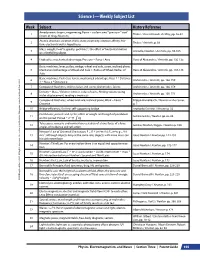Science I, Scope & Sequence