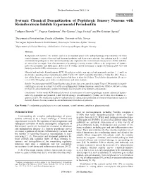 Systemic Chemical Desensitization of Peptidergic Sensory Neurons with Resiniferatoxin Inhibits Experimental Periodontitis