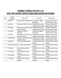 Assembly General Election, 2011 Dcrc and Counting Venues Under Barrackpore Sub-Division