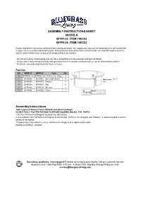 Assembly Instructions Sheet Models Bfpr-33 Item:140302 Bfpr-36 Item:140303