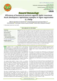 Efficiency of Botanical Extracts Against Aphis Craccivora Koch (Hemiptera: Aphididae) Nymphs in Vigna Unguiculata (L.) Walp