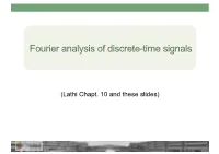 Fourier Analysis of Discrete-Time Signals