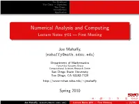 Numerical Analysis and Computing Lecture Notes #01 — First Meeting