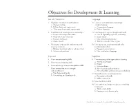 Objectives for Development & Learning