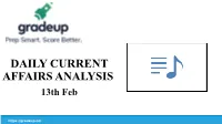DAILY CURRENT AFFAIRS ANALYSIS 13Th Feb