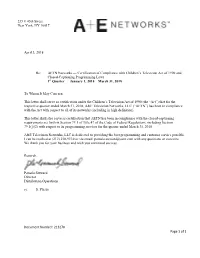 Document Number: 213270 Page 1 of 1 April 3, 2018 Re: AETN Networks