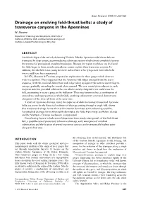 Drainage on Evolving Fold-Thrust Belts: a Study of Transverse Canyons in the Apennines W