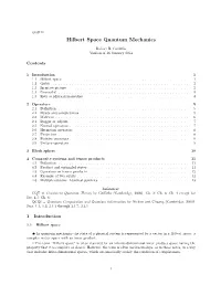 Hilbert Space Quantum Mechanics