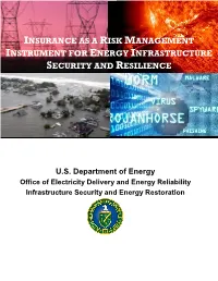 Insurance As a Risk Management Instrument for Energy Infrastructure Security and Resilience