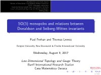 Monopoles and Relations Between Donaldson and Seiberg-Witten Invariants