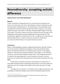 Neurodiversity: Accepting Autistic Difference