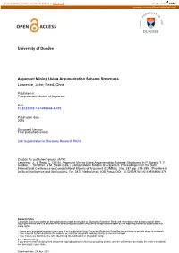 University of Dundee Argument Mining Using