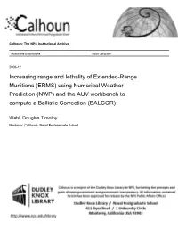 Using Numerical Weather Prediction (NWP) and the AUV Workbench to Compute a Ballistic Correction (BALCOR)