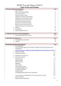 WCBC Fees and Charges 2018/19 Index of Fees and Charges 1