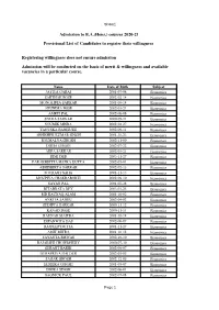 Admission to B.A.(Hons.) Courses 2020-21 Provisional List Of