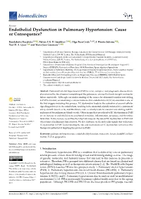 Endothelial Dysfunction in Pulmonary Hypertension: Cause Or Consequence?