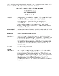 Note: This Is an Adaptation of a Report Currently in the HAER Collection at the Library of Congress to Illustrate the Outline Format: Engineering Structures