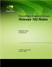 Nvidia Forceware Graphics Drivers for XP, Manual and Notes