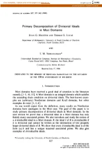 Primary Decomposition of Divisorial Ideals in Mori Domains