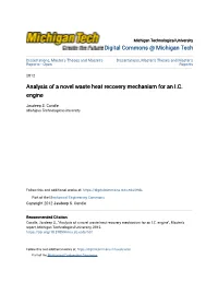 Analysis of a Novel Waste Heat Recovery Mechanism for an I.C. Engine