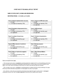 Cover Page of the Annual Article 7 Report Name Of