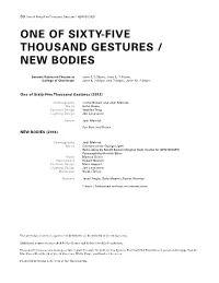 One of Sixty-Five Thousand Gestures / NEW BODIES