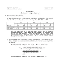 Suggested Answers I. Measurement of Price Changes. in Merryland, There