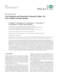 Trace Elements and Minerals in Fumarolic Sulfur: the Case of Ebeko Volcano, Kuriles