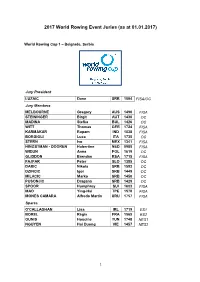 2017 World Rowing Event Juries (As at 01.01.2017)