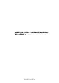Appendix J: Routine Biomonitoring Network for Eskom 2015/16