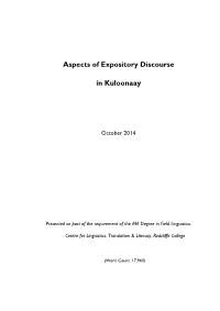 Aspects of Expository Discourse in Kuloonaay
