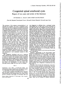 Congenital Spinal Arachnoid Cysts Report of Two Cases and Review of the Literature