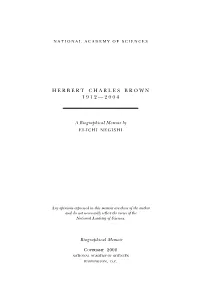 Herbert Charles Brown, a Biographical Memoir