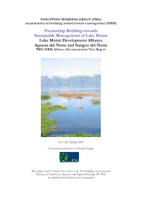 Lake Mainit Development Alliance Agusan Del Norte and Surigao Del Norte PWG-NRM Alliance Documentation Visit Report