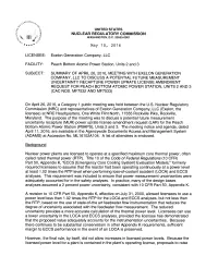 04/26/2016 Summary of Meeting Held with Exelon Generation Company