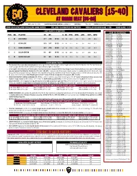 2019-20 Cleveland Cavaliers Game Notes Follow @Cavsnotes on Twitter Regular Season Game # 56 Road Game # 27