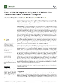 Effects of Multi-Component Backgrounds of Volatile Plant Compounds on Moth Pheromone Perception