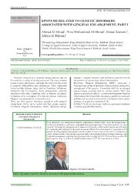 Eponyms Related to Genetic Disorders Associated with Gingival Enlargement; Part I