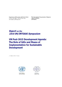 Report on the 23Rd UN/INTOSAI Symposium