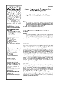A Case of Gynandry in Oxyopes Salticus Hentz, 1845 (Oxyopidae)