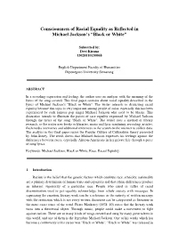 Consciousness of Racial Equality As Reflected in Michael Jackson's