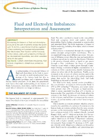 Fluid and Electrolyte Imbalances: Interpretation and Assessment