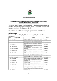 Interim Capacity Building for Operators of Microfinance Banks