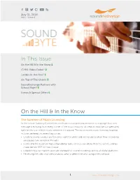 On the Hill & in the Know in This Issue